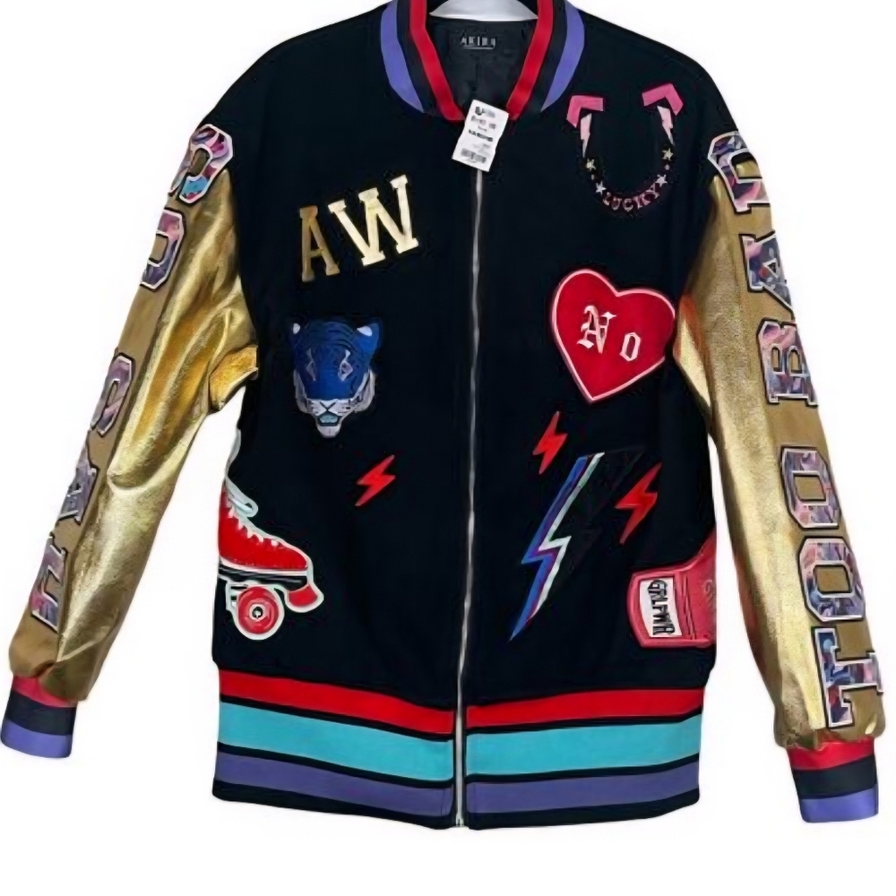 Colorful Embroidered Bomber Jacket